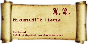 Mikustyák Mietta névjegykártya
